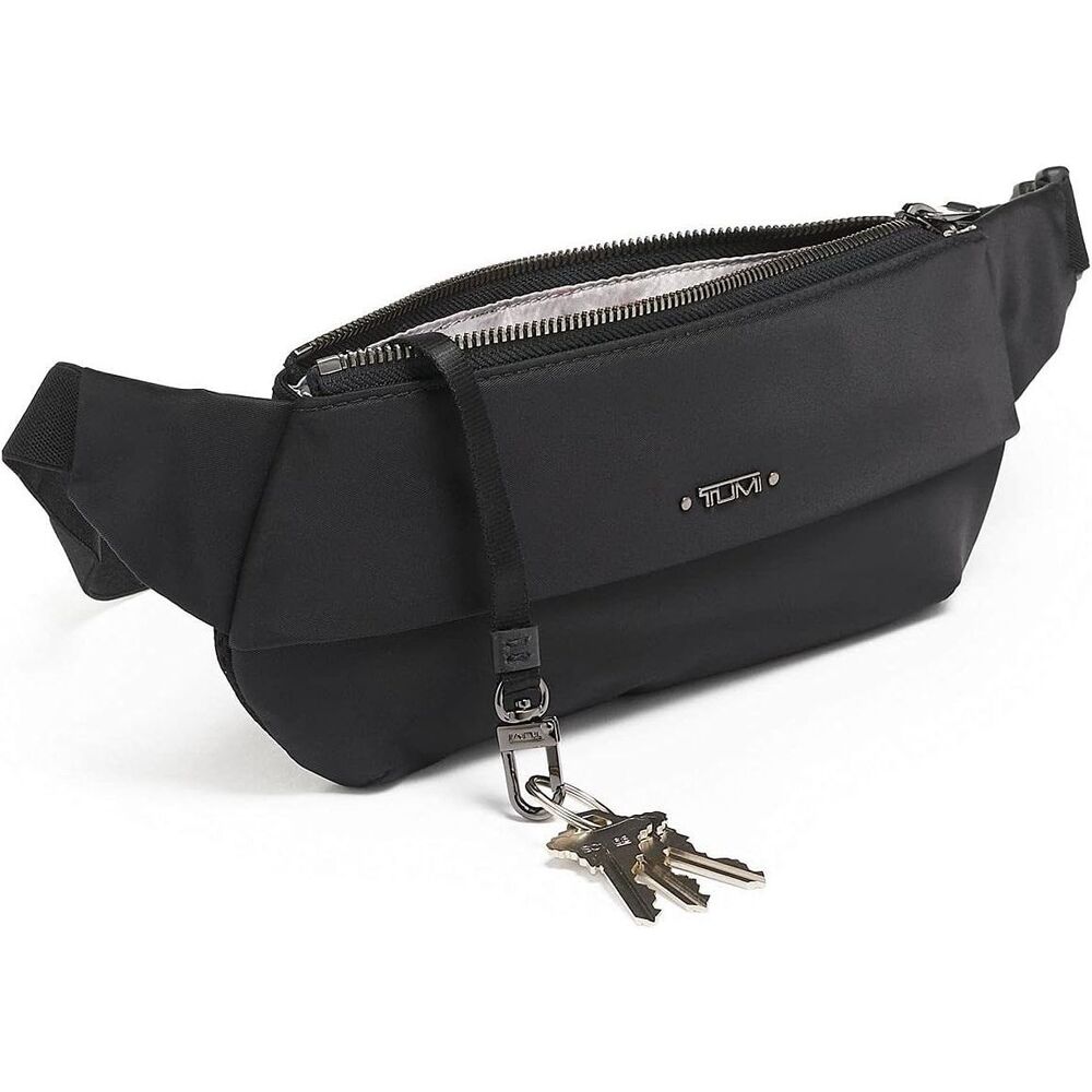 TUMI Josie Slim Hip Bag Waist Pack Fanny Pack Black with Gunmetal Hardware